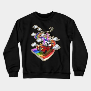 The muscular unicorn and his friends on a road trip Crewneck Sweatshirt